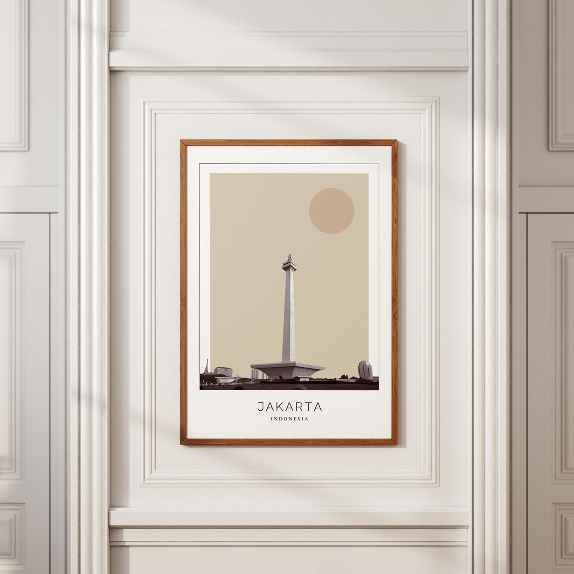 Jakarta Monas National Monument Minimalist Sun Travel Poster - Image 2