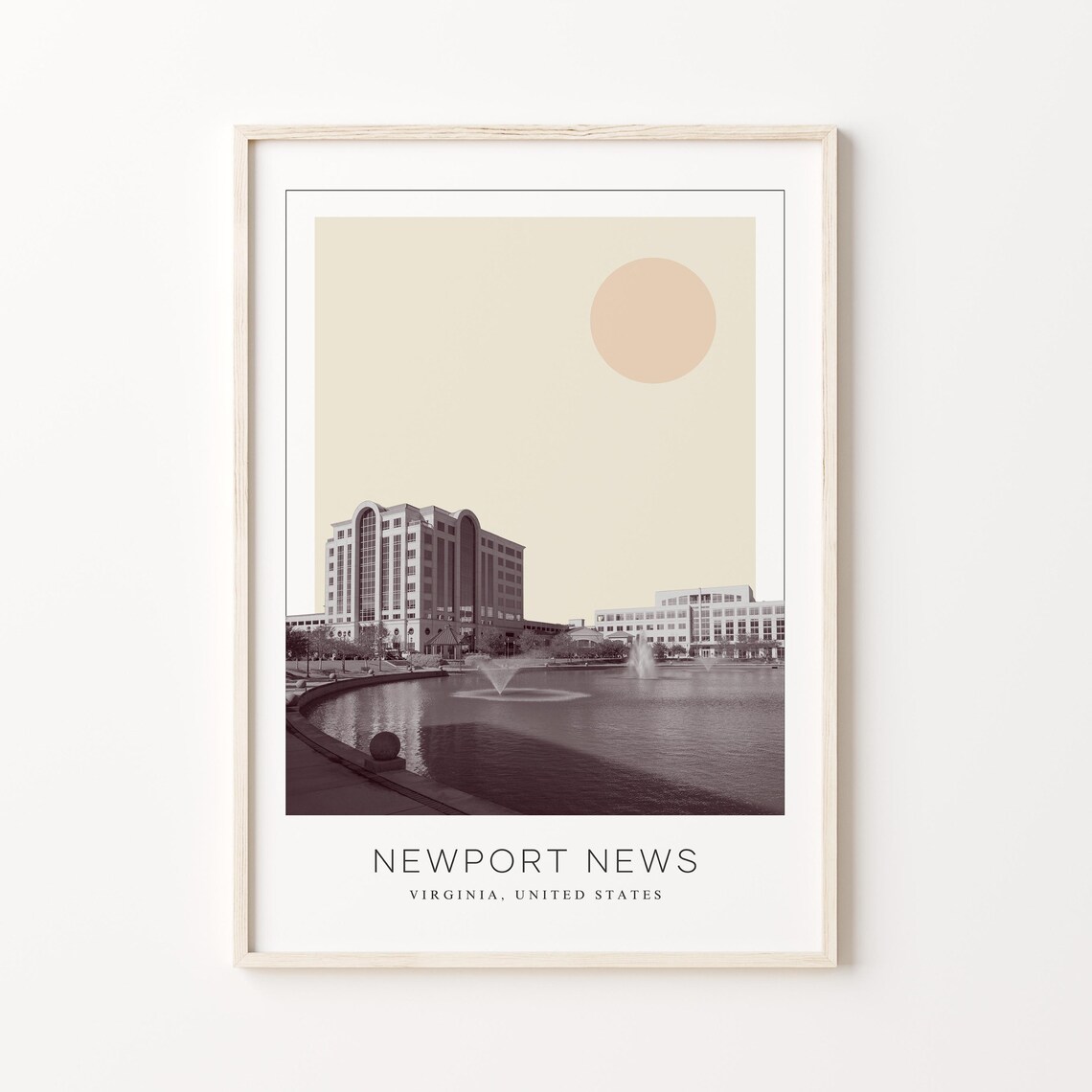 Newport News Virginia Fountain Plaza Minimalist Travel Poster