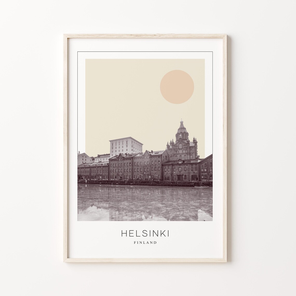 Helsinki Harbor Cathedral Waterfront Minimalist Finland Travel Poster
