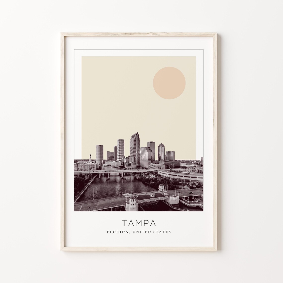 Tampa Florida Downtown Skyline Over the River and Bridges Poster