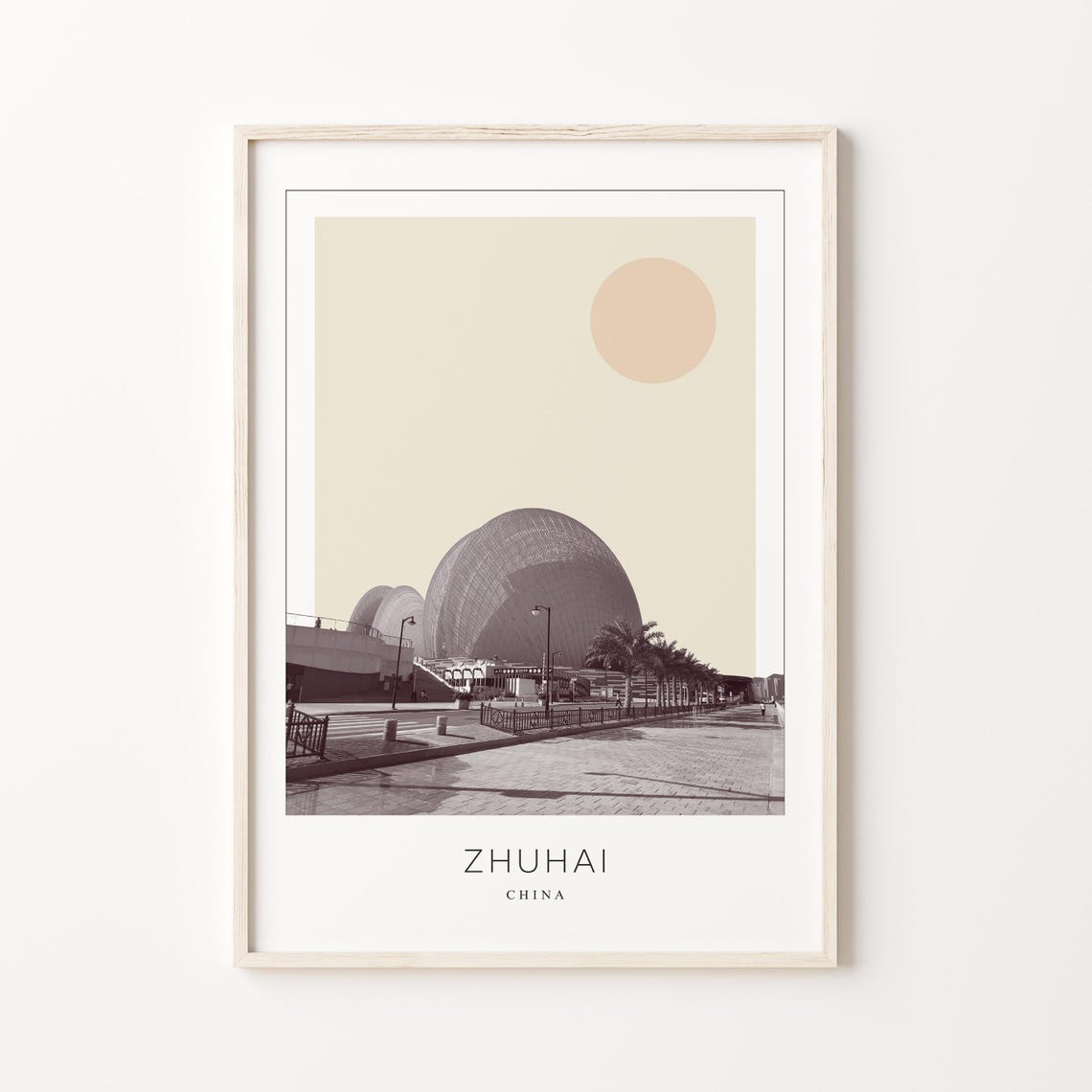 Zhuhai China Shell Shaped Opera House Minimalist Travel Poster