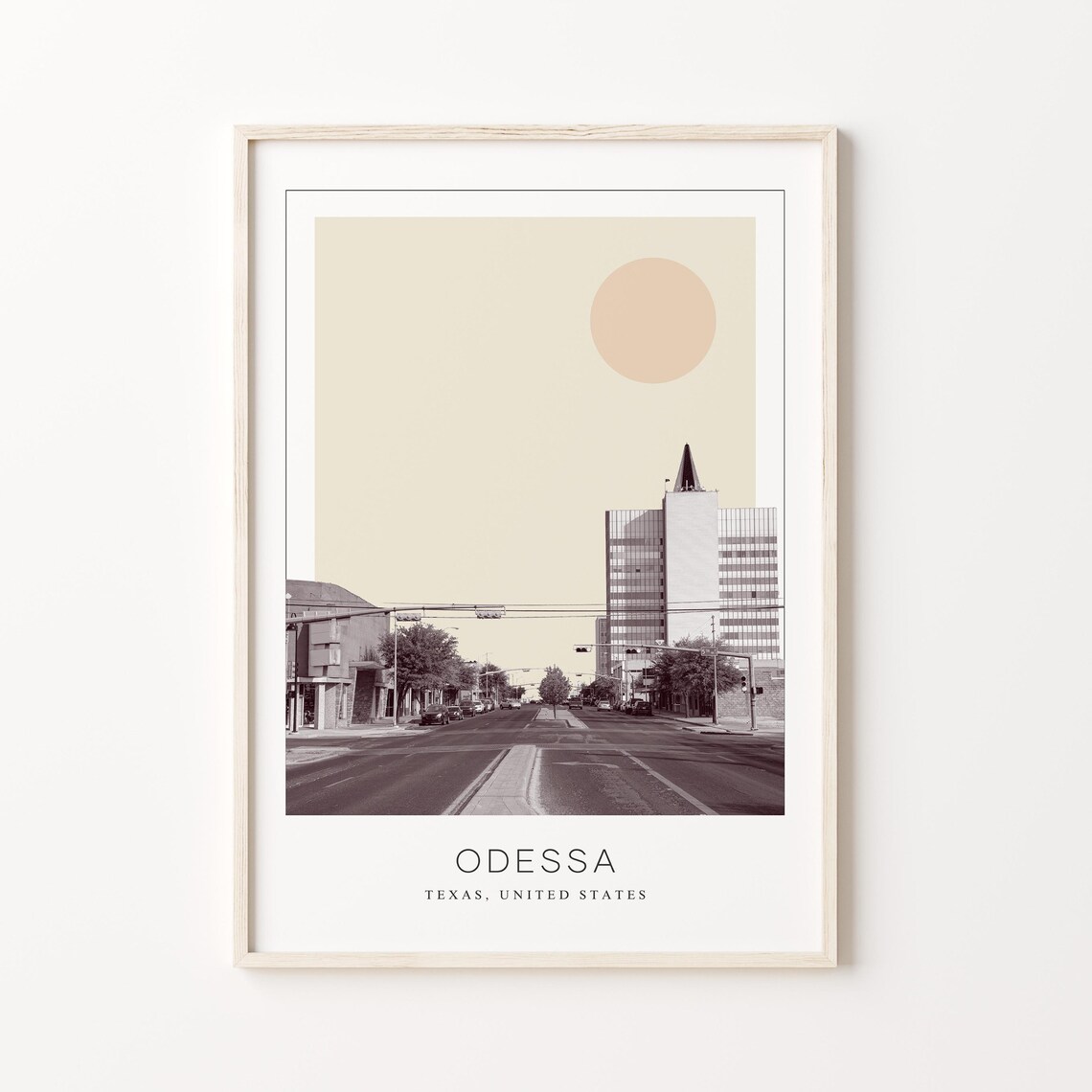 Odessa Texas Downtown Main Street View Minimalist Travel Poster