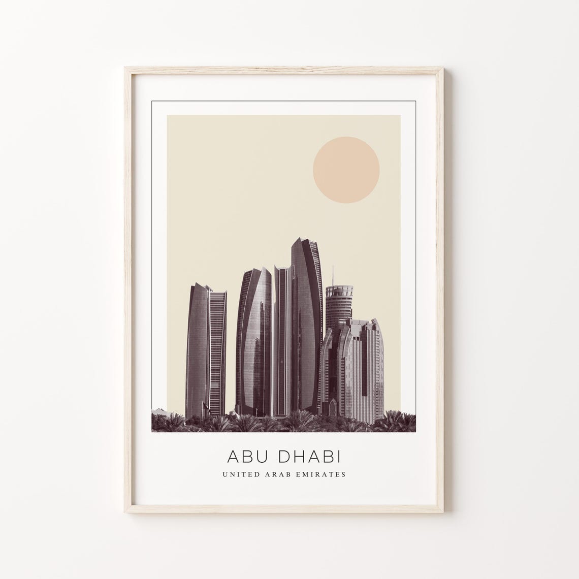Abu Dhabi Modern Skyscraper Skyline Minimalist Travel Poster