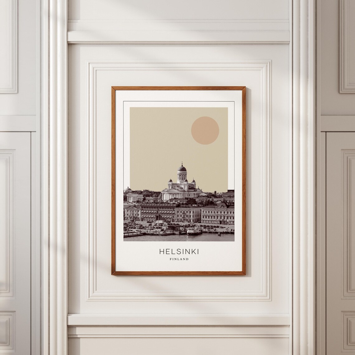 Helsinki Cathedral Harbor Minimalist Finland Sepia Travel Poster - Image 2