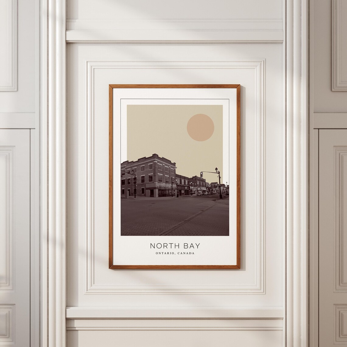 North Bay Ontario Historic Downtown Minimalist Sun Travel Poster - Image 2