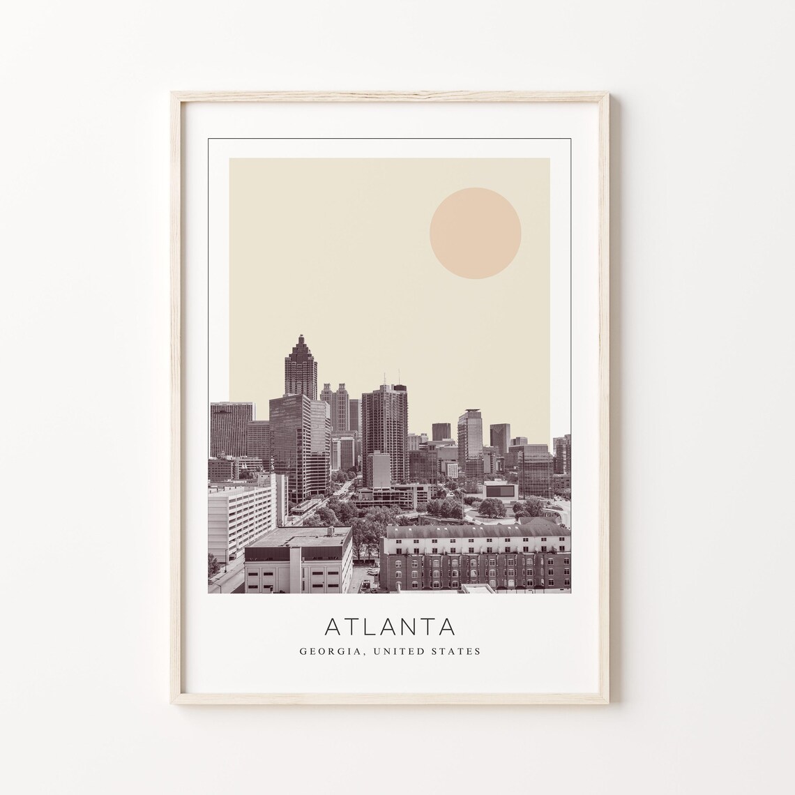Atlanta Georgia Midtown Skyline Minimalist Sun Travel Poster