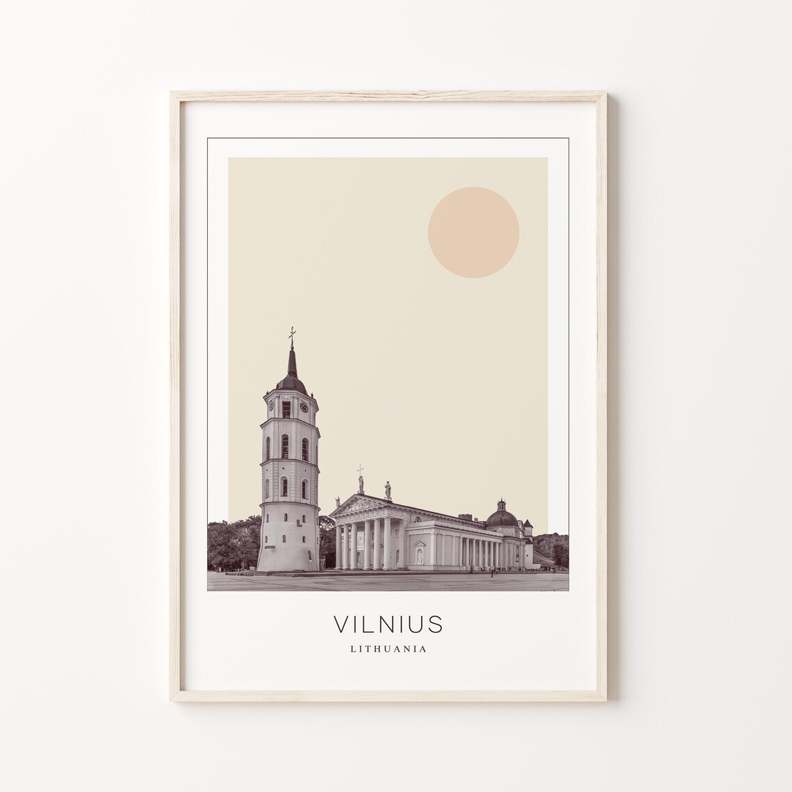Vilnius Cathedral Basilica Bell Tower Square Minimalist Travel Poster