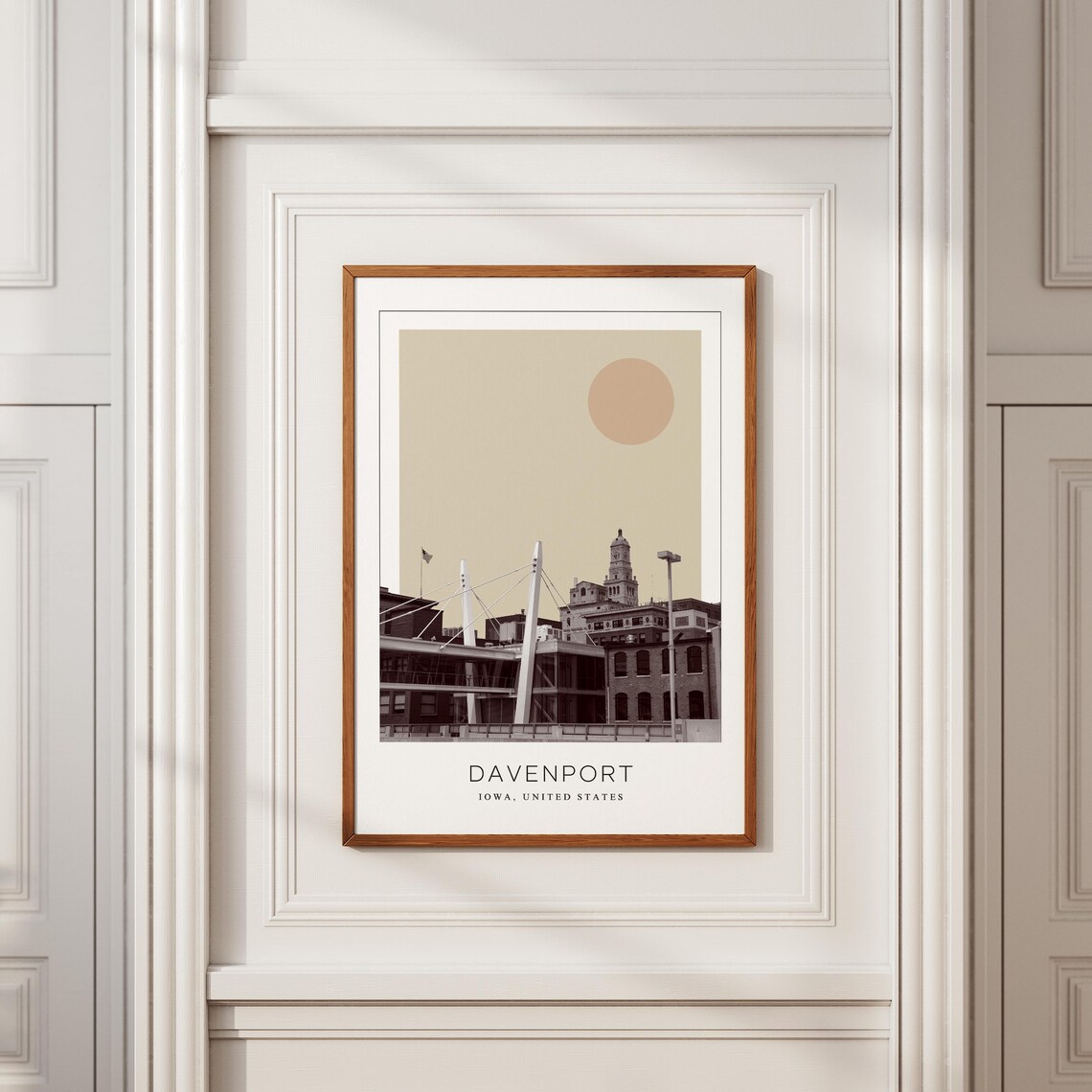 Davenport Iowa Riverfront Downtown Skyline Minimalist Travel Poster - Image 2