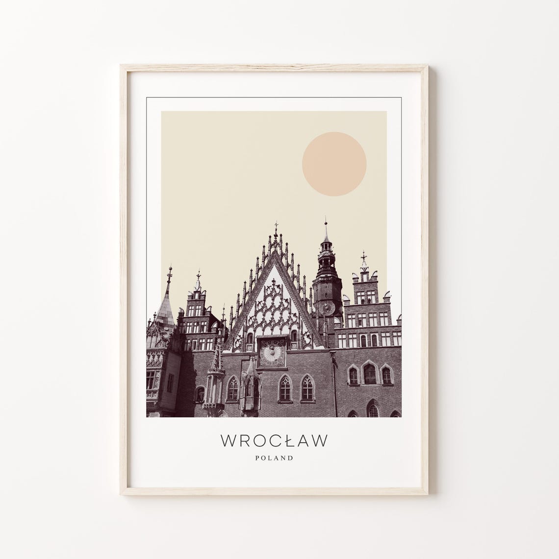 Wroclaw Poland Gothic Town Hall Square Minimalist Travel Poster