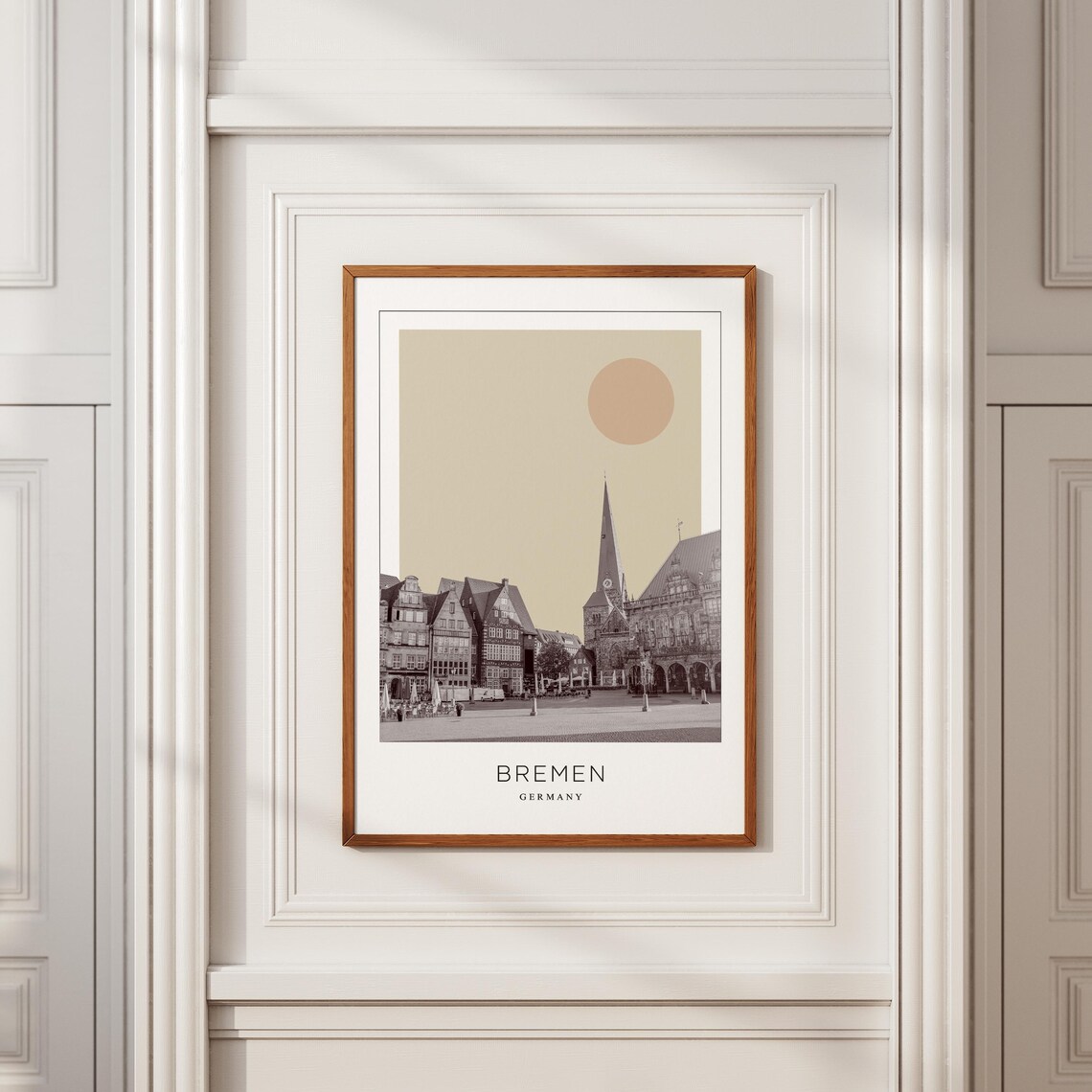 Bremen Germany Market Square Church Minimalist Sun Travel Poster - Image 2