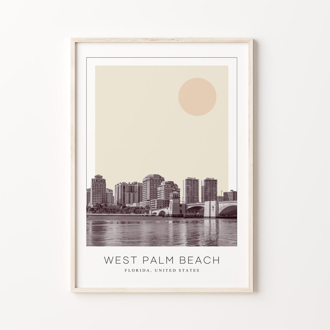 West Palm Beach Florida Waterfront Skyline Minimalist Poster