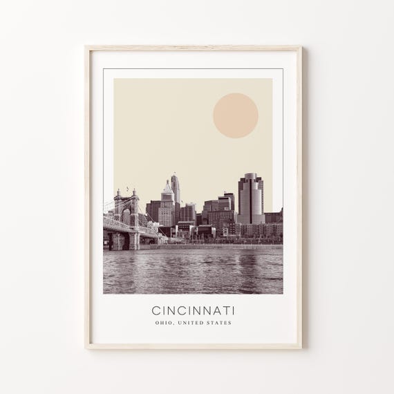 Cincinnati Ohio Minimalist Travel Poster, USA