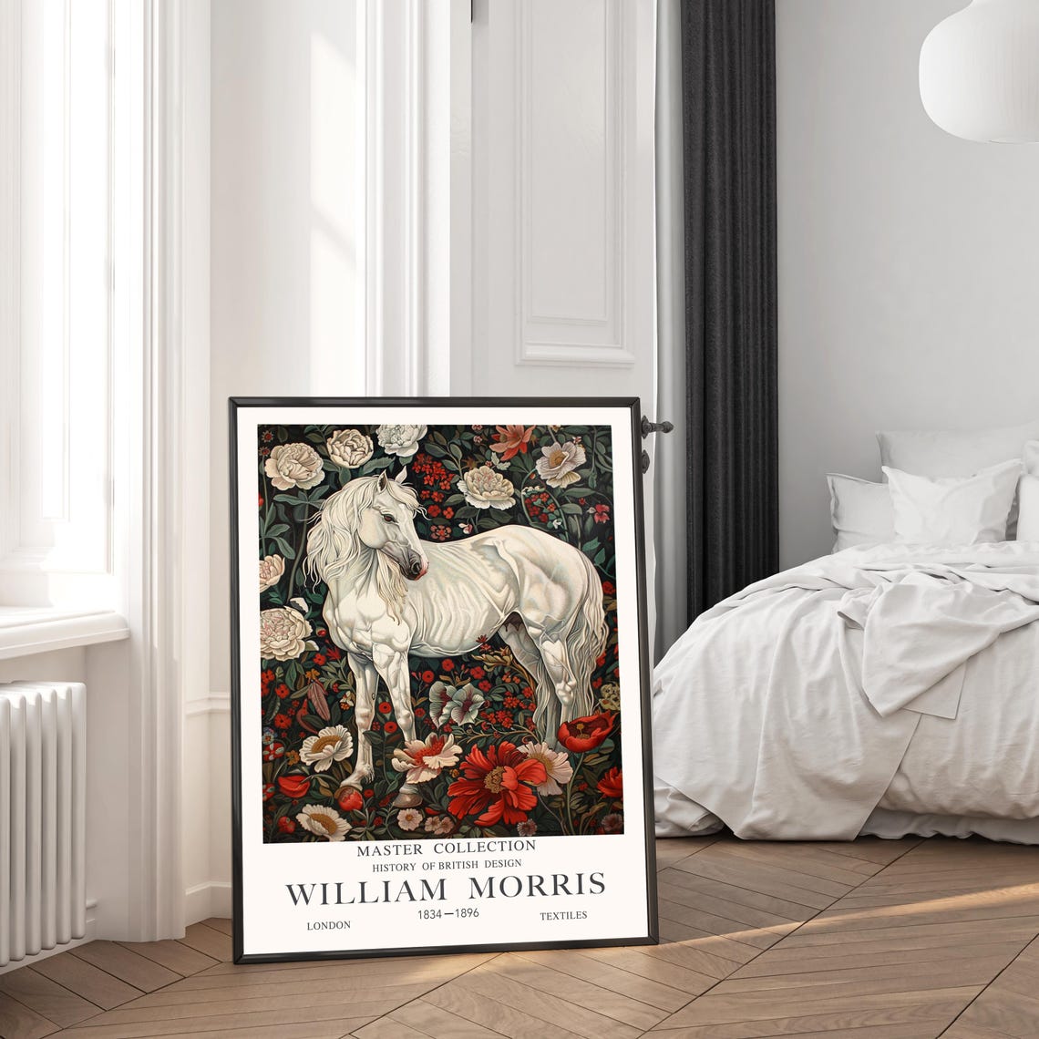 William Morris White Horse Among Flowers British Design Poster - Image 2
