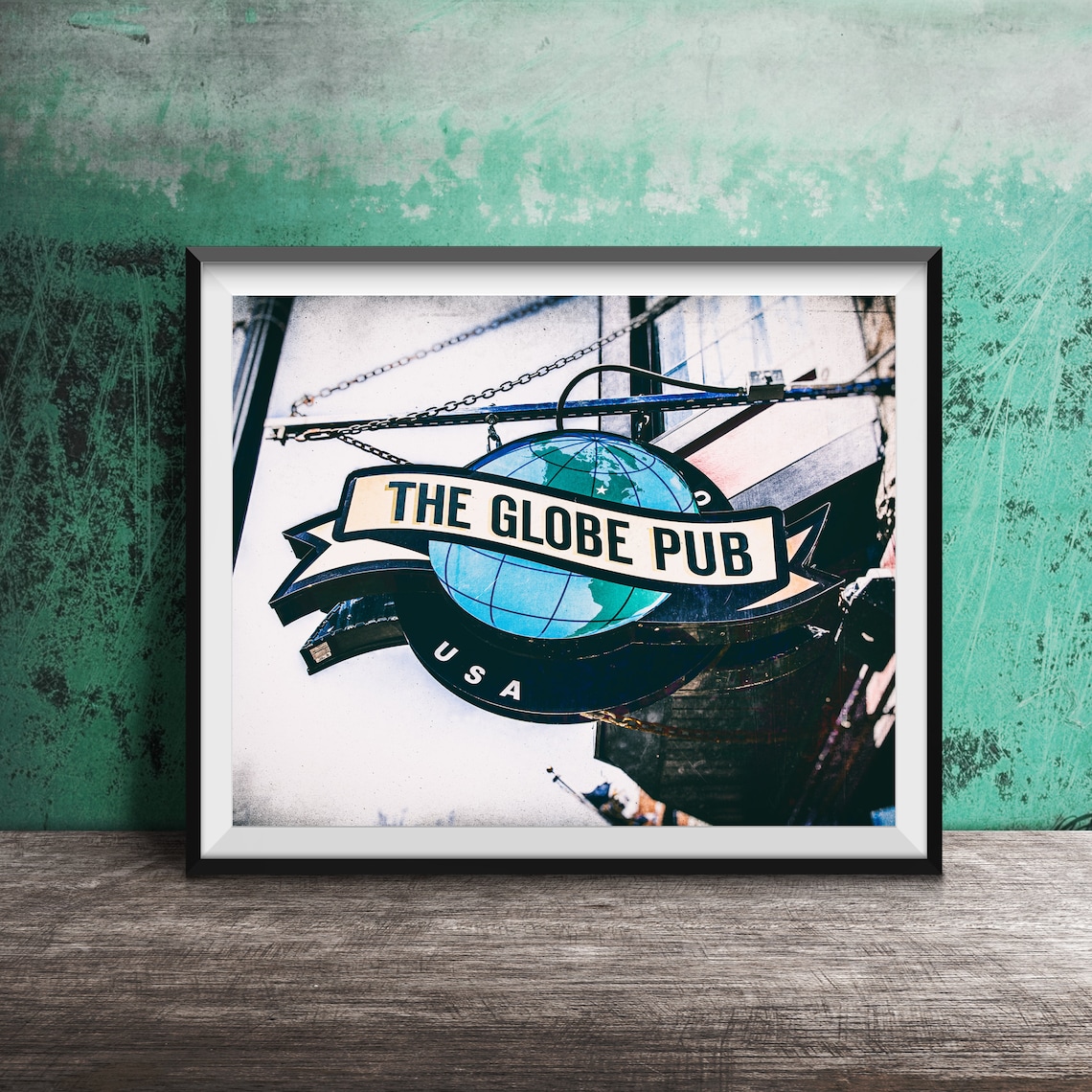 The Globe Pub Globe Banner Hanging Sign North Center Chicago Poster