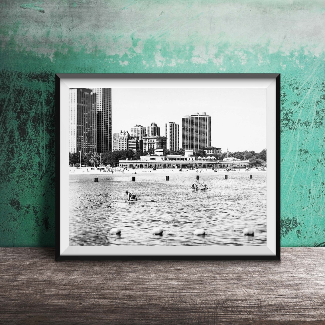 North Avenue Beach Chicago Lakefront Paddleboarders Summer Poster - Image 2
