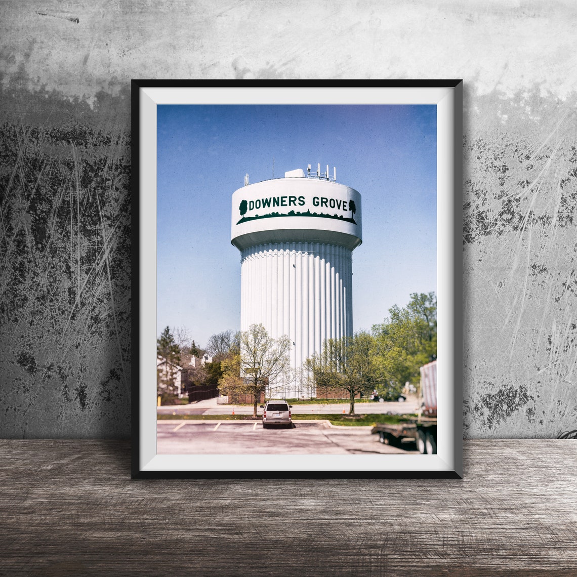 Downers Grove Illinois Water Tower Blue Sky Photography Poster