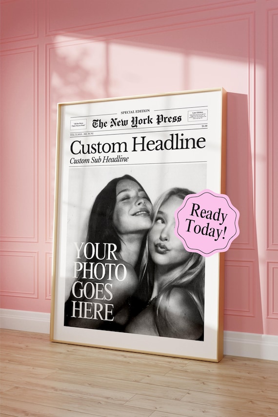 Custom Newspaper Personalized Headline Front Page Newsprint Gift Poster