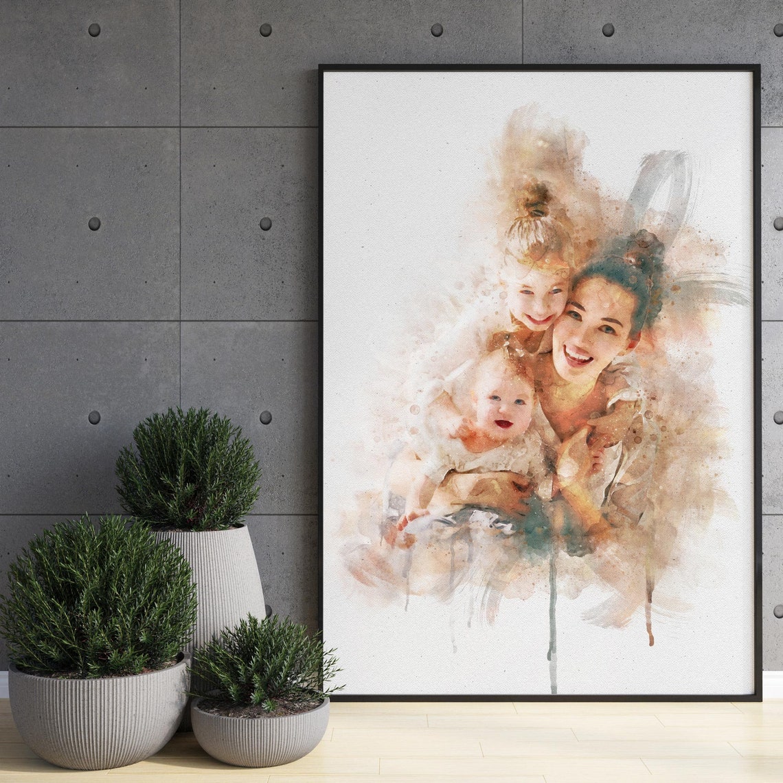 Portrait Painting From Photo Mother Daughter Portrait Family Portrait Illustration Gift For Mother From Daughter Son Husband Friend - Image 3