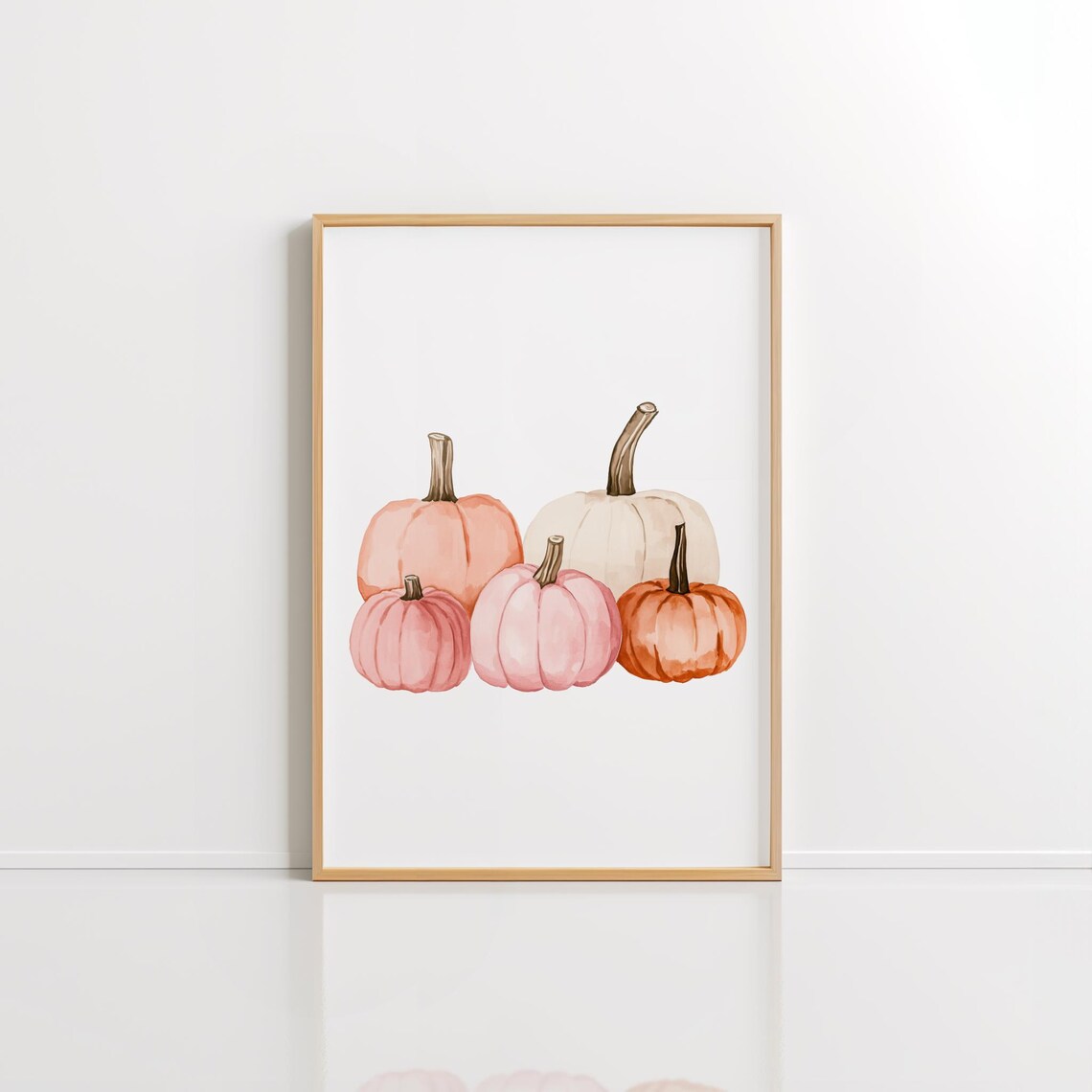 Pink Halloween Pumpkin Decor Watercolor Art Print