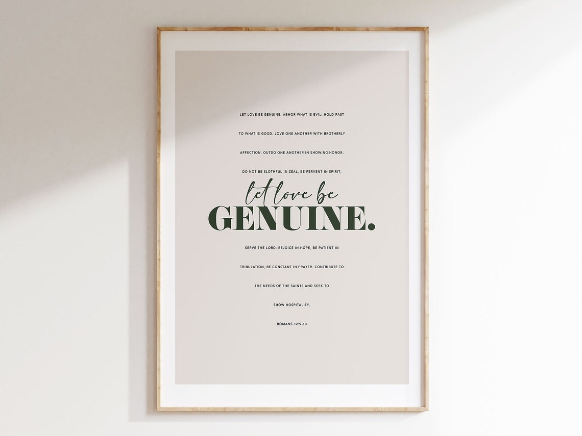 Romans 12:9 Let Love Be Genuine Minimalist Bible Verse Poster Decor - Image 5