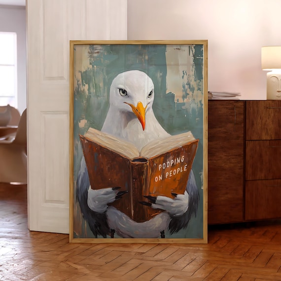 Funny Seagull Bathroom Humor Art Print