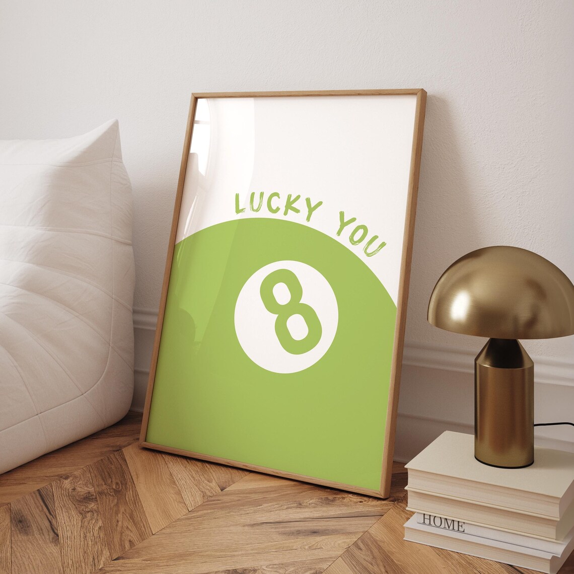 Lucky You Green Eight Ball Pool Retro Preppy Graphic Wall Poster