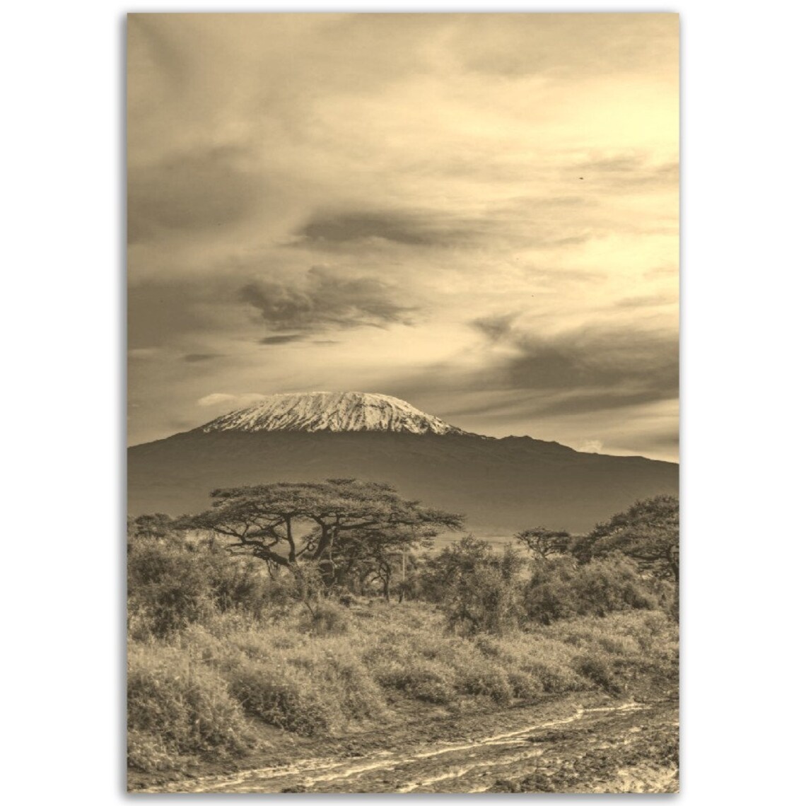 Vintage Mount Kilimanjaro Travel Poster, Tanzania