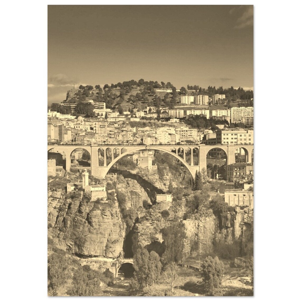 Constantine Algeria City of Bridges Vintage Sepia Photo Poster