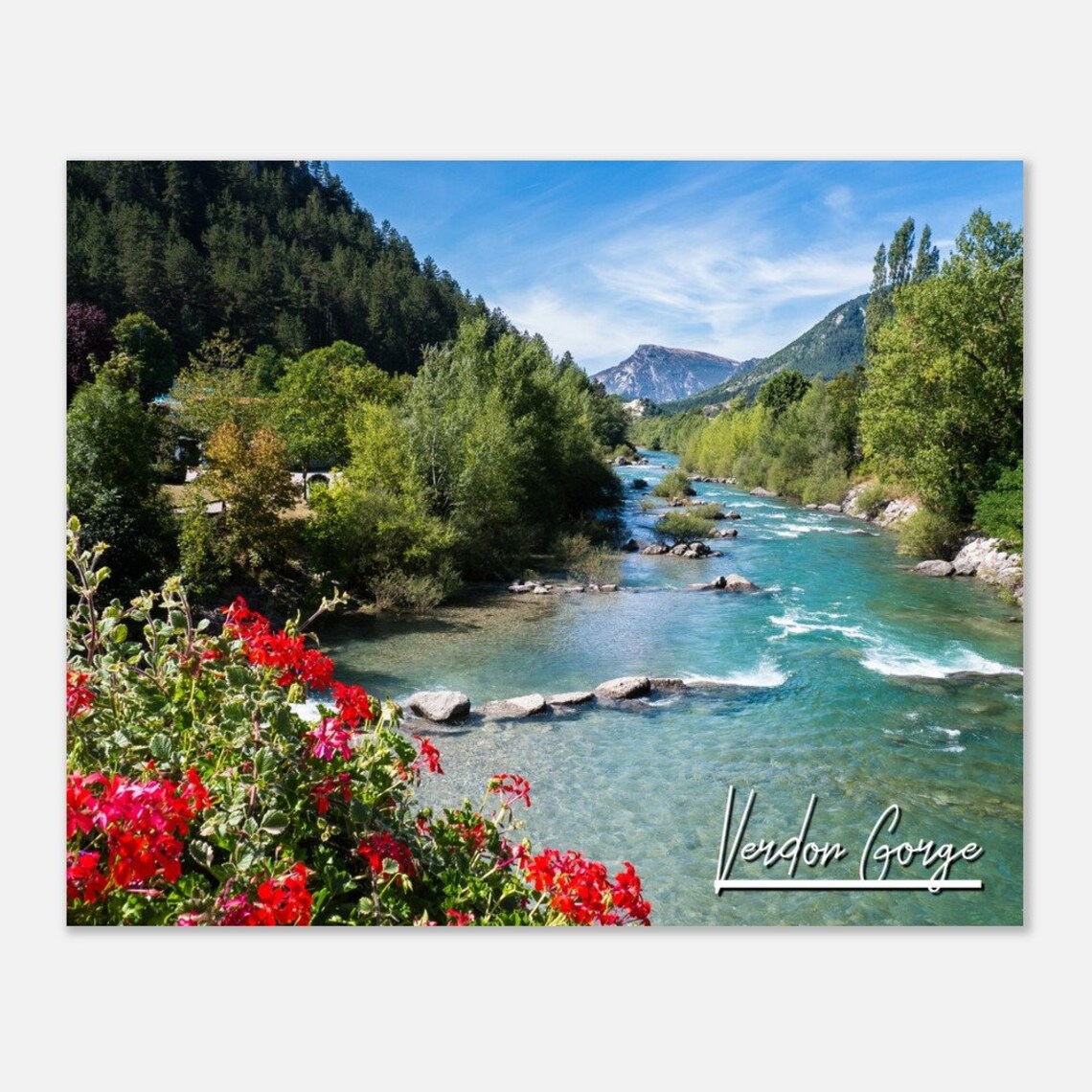 Verdon Gorge France Turquoise River Valley Floral Travel Poster