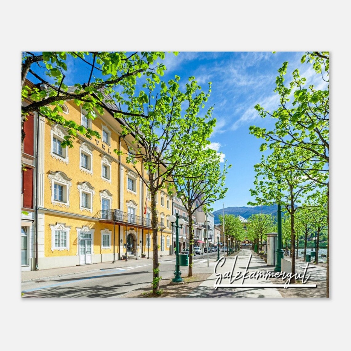 Salzkammergut Austria Sunny Lakeside Old Town Street Photo Poster
