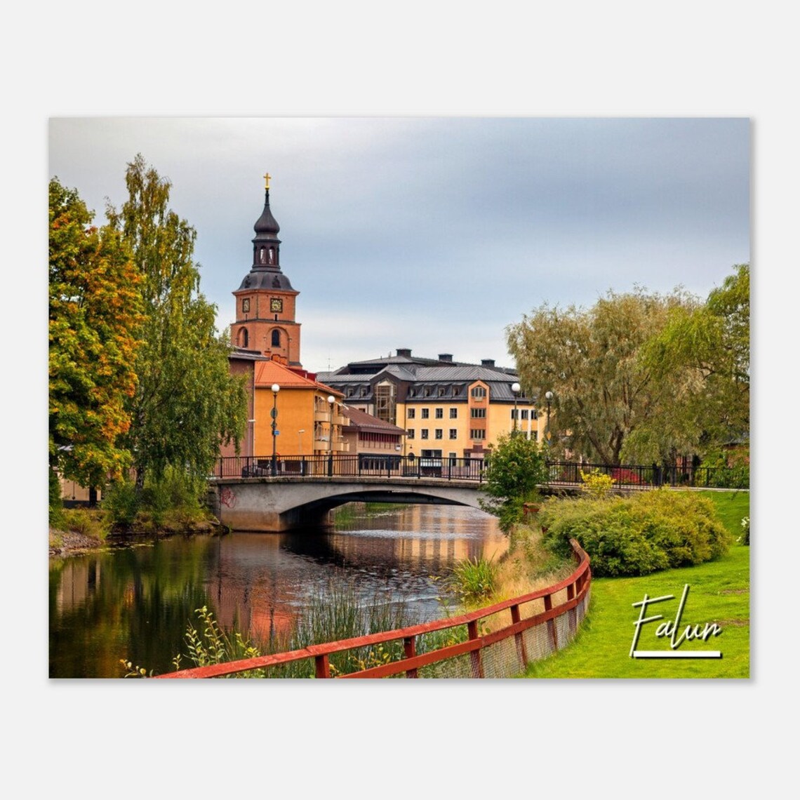 Falun Sweden Riverside Church Old Town Travel Photography Poster