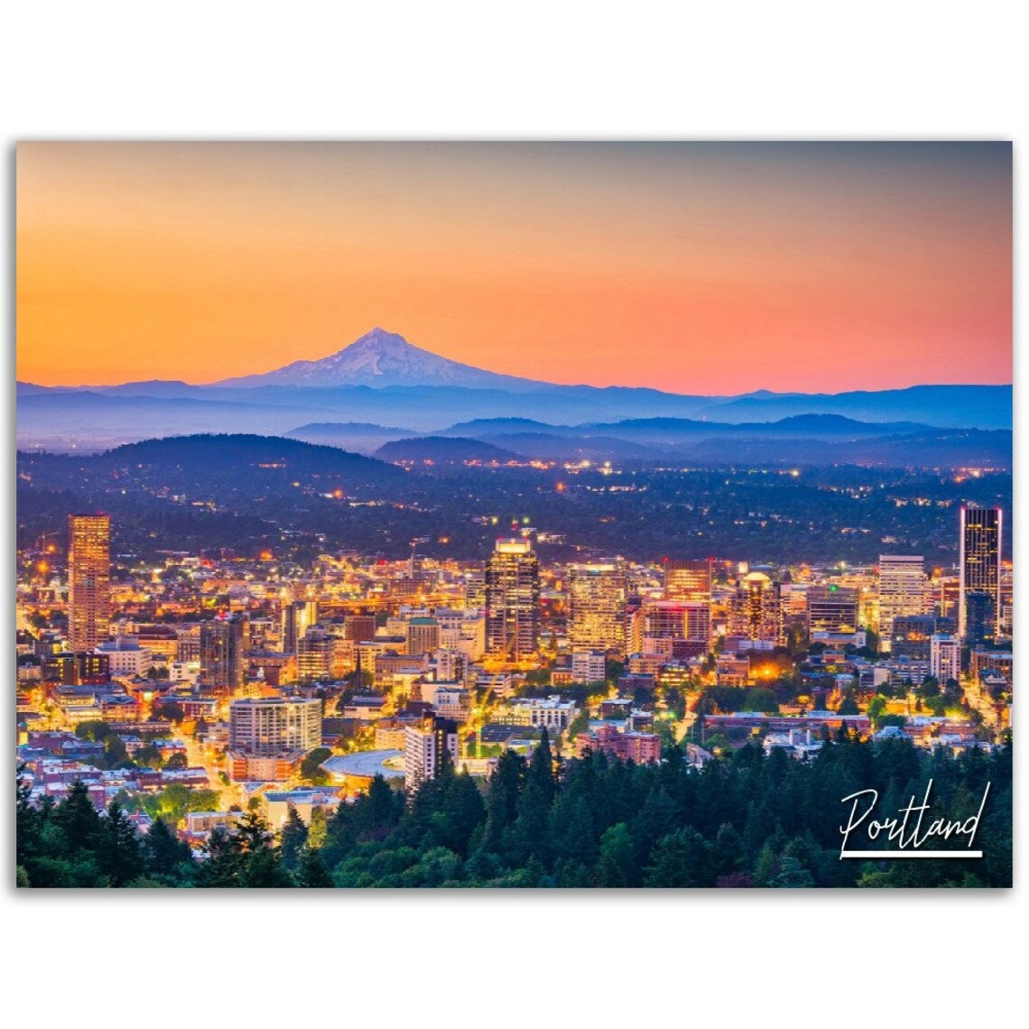 Portland Oregon Cityscape Photography Wall Art Print