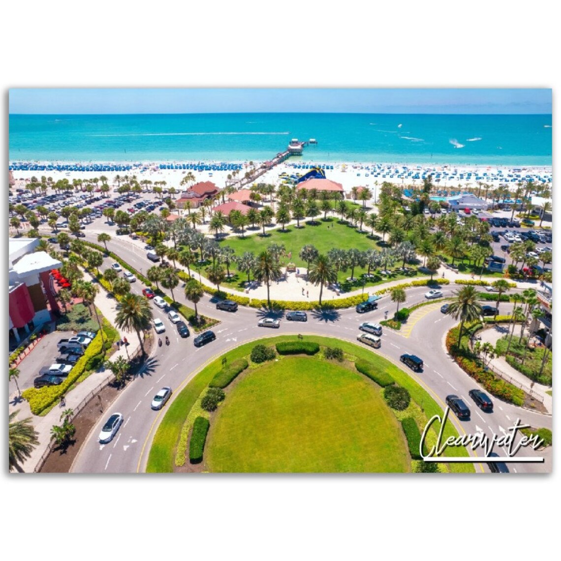 Clearwater Beach Aerial Coastline Florida Travel Photography Poster