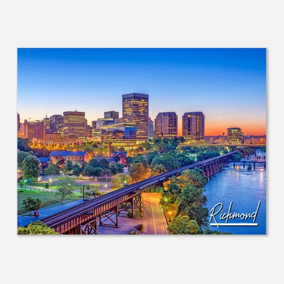 Richmond Virginia Skyline Poster Sunset Cityscape Art Print