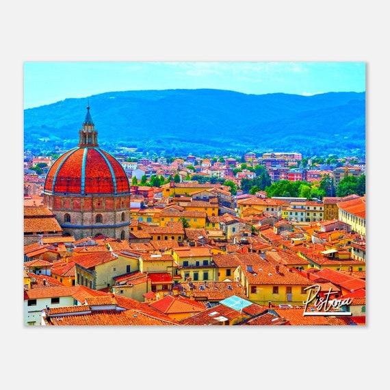Pistoia Italy Skyline Print Cathedral Tower Travel Photo