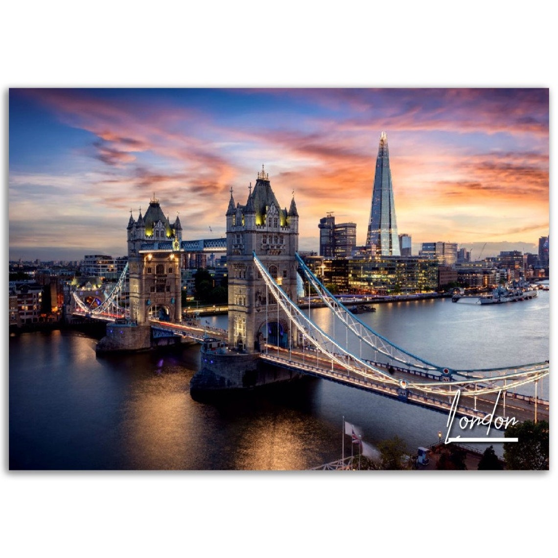 London Sunset Skyline Poster England Travel Photography Print