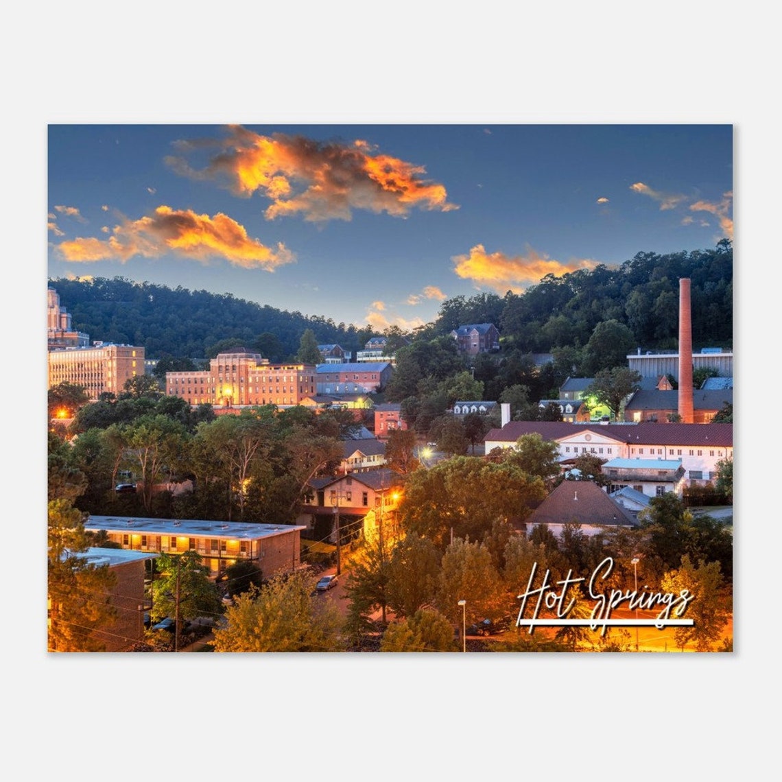 Hot Springs Arkansas Poster Cityscape Skyline Travel Print