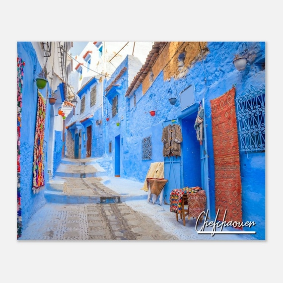 Chefchaouen Morocco Blue City Street Colorful Medina Travel Photography Poster