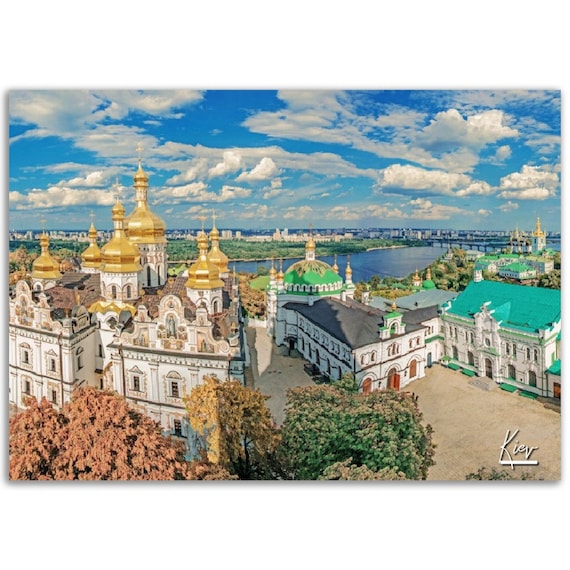 Historic Kiev Golden Domed Monastery River View Ukraine Travel Poster