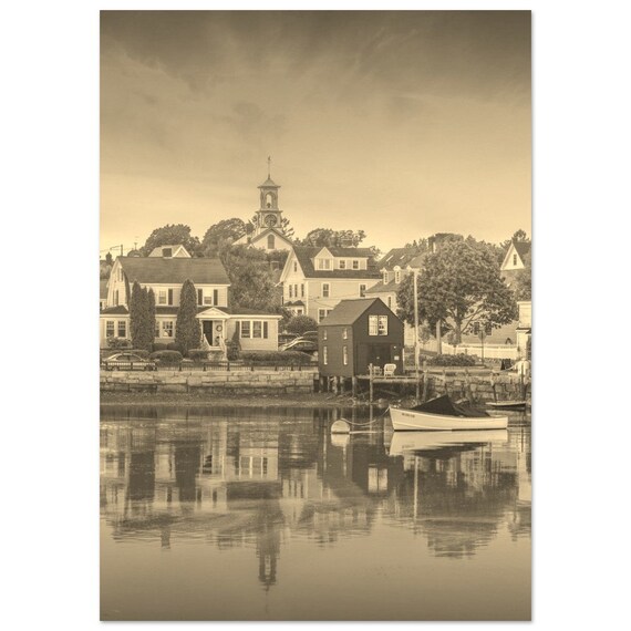 Vintage Portsmouth New Hampshire Waterfront Church Sepia Poster