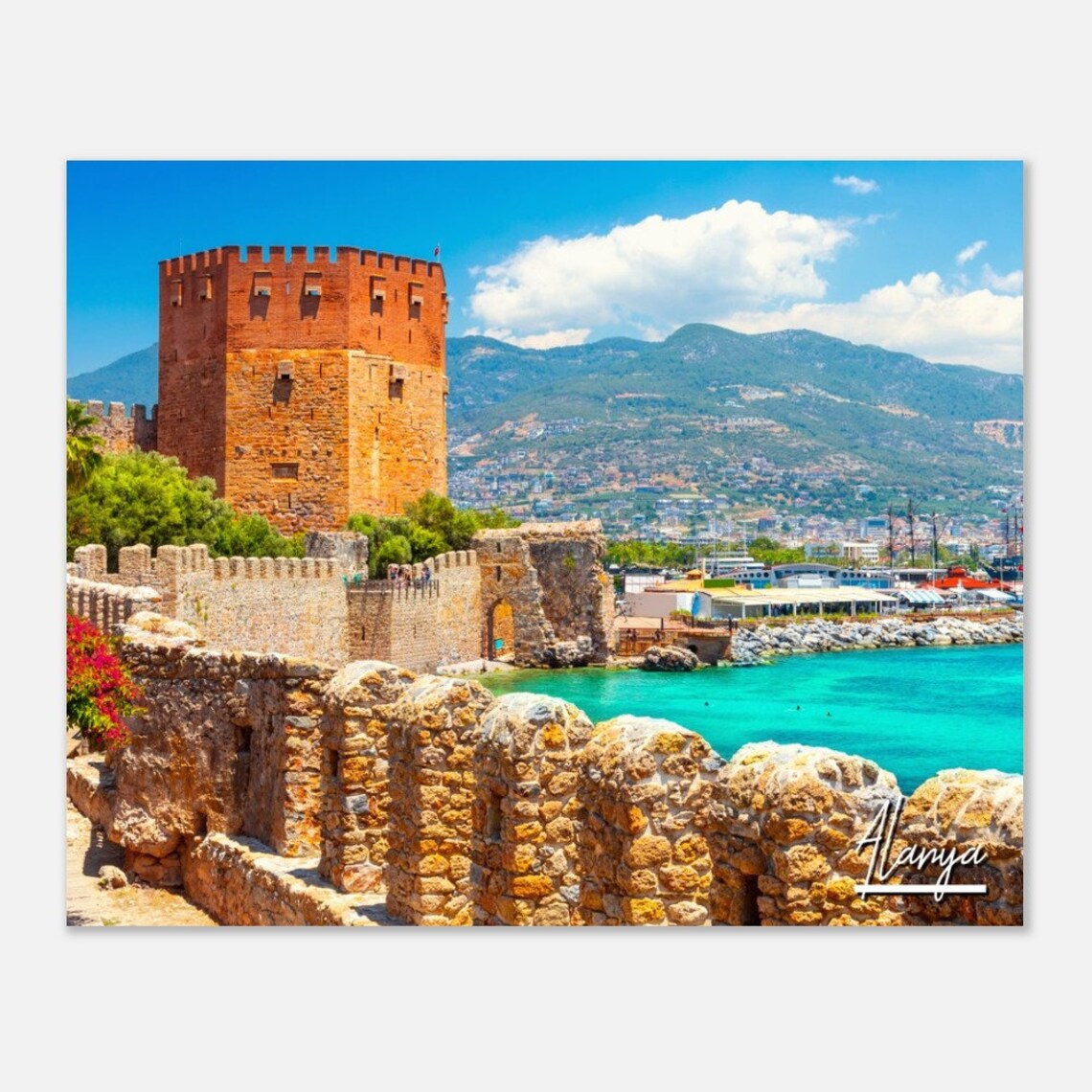 Alanya Turkey Travel Poster, Mediterranean Coastal