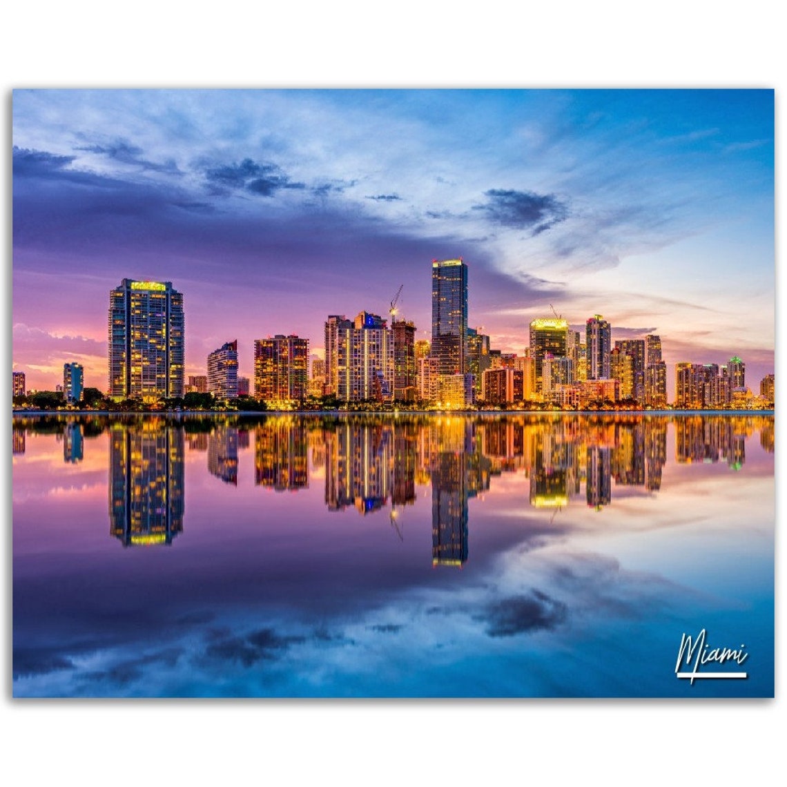 Miami Cityscape Poster Florida Travel Photography Wall Art