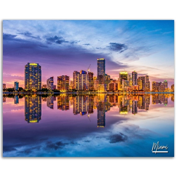 Miami Cityscape Poster Florida Travel Photography Wall Art
