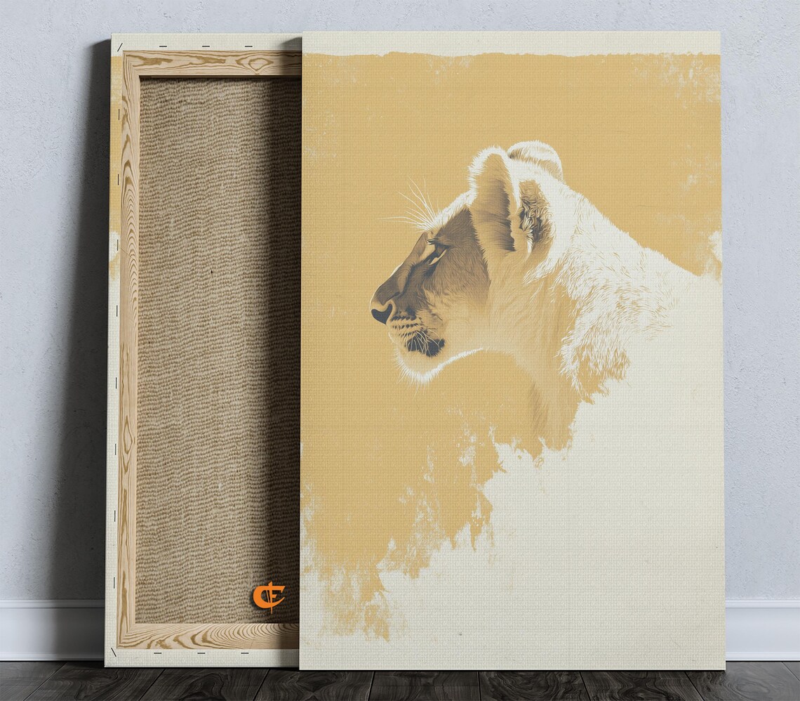 Mustard Yellow Lioness Profile Silhouette Minimalist Art Poster