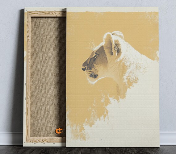 Mustard Yellow Lioness Profile Silhouette Minimalist Art Poster