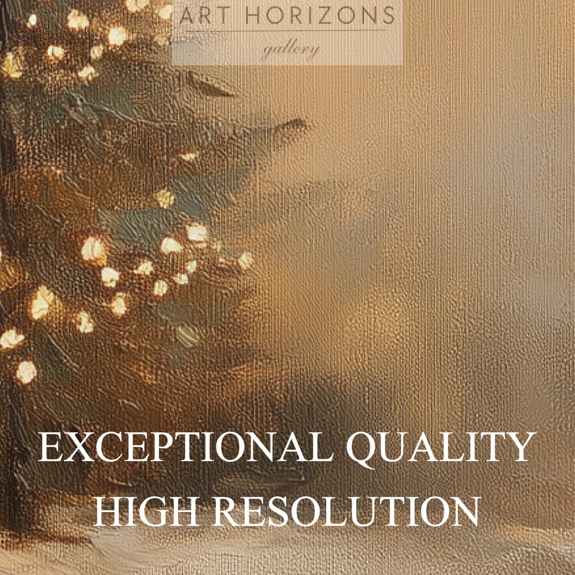 Three Glowing Christmas Trees Snowy Golden Field TV Art Poster - Image 2