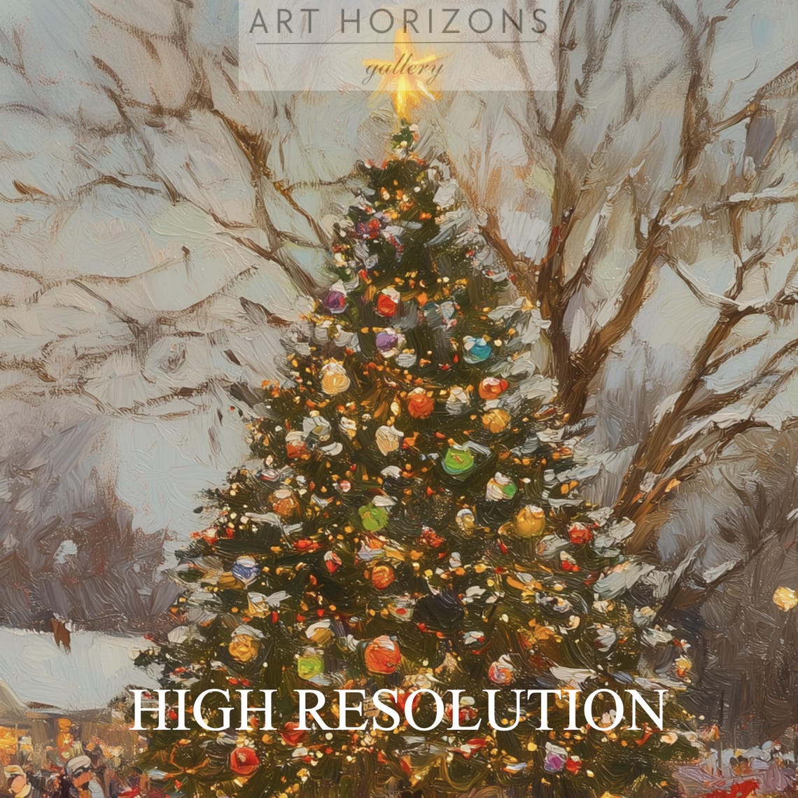 Christmas Snowy Wall Art Town City Winter Village Art Print Christmas Landscape Painting Cottage Decor Vintage Moody Wall Art Winter A87 - Image 3