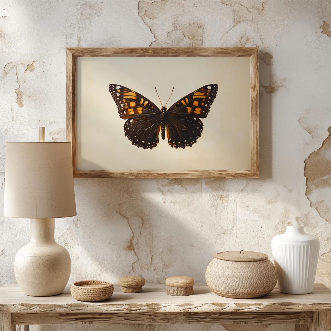 Dark Brown Butterfly Gold Markings Antique Entomology Sketch Poster - Image 3