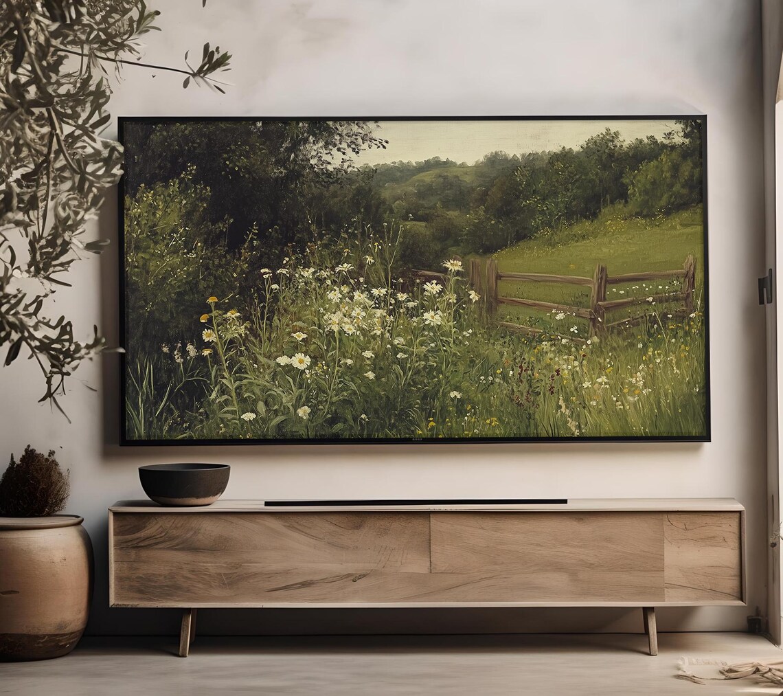 Vintage Summer Meadow Landscape Art Print - Image 5