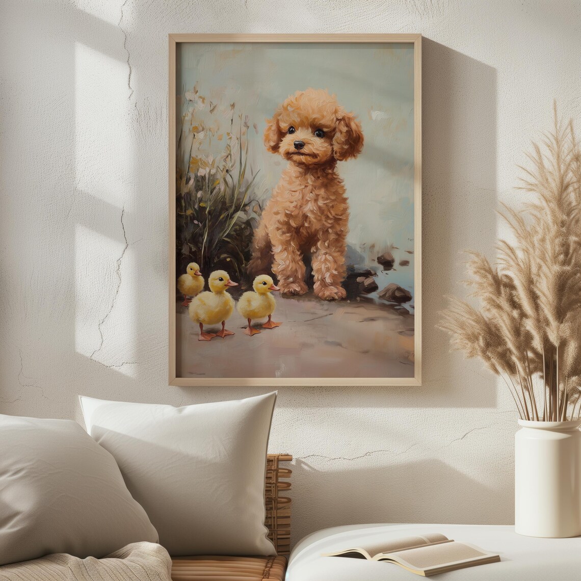 Poodle Puppy Yellow Ducklings Sweet Vintage Style Animal Art Poster - Image 4